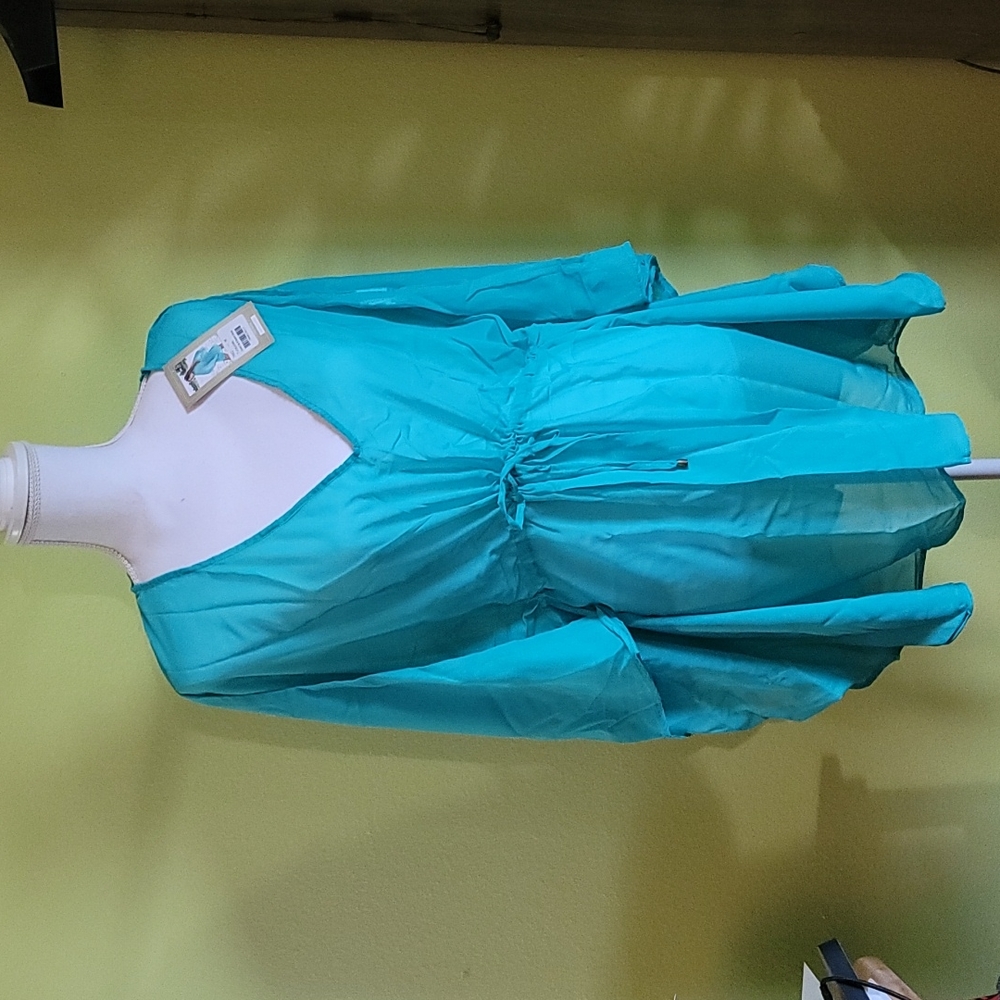 Turquoise Blue Sheer Swimsuit Coverup
